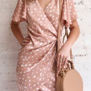 Dress Forum Polka Dot Satin Wrap Dress